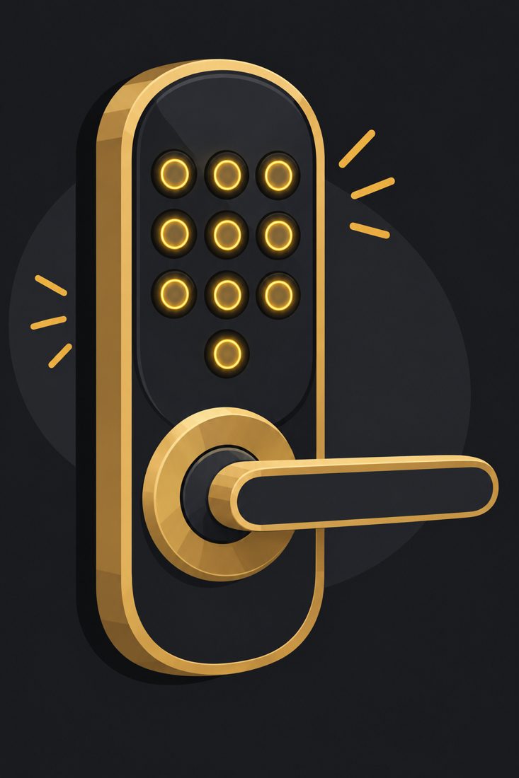 Illustration of a keypad door lock with glowing buttons for a Culver City, CA home