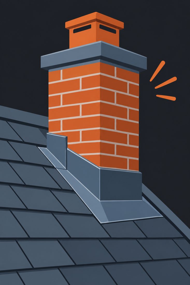 Illustration of a chimney with new flashing for a Center Point, IA home