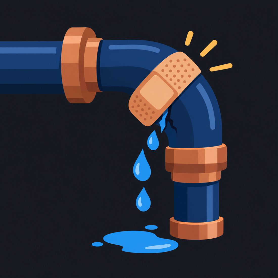 Illustration of a pipe with a leak and a bandage for a Oceanside, CA home
