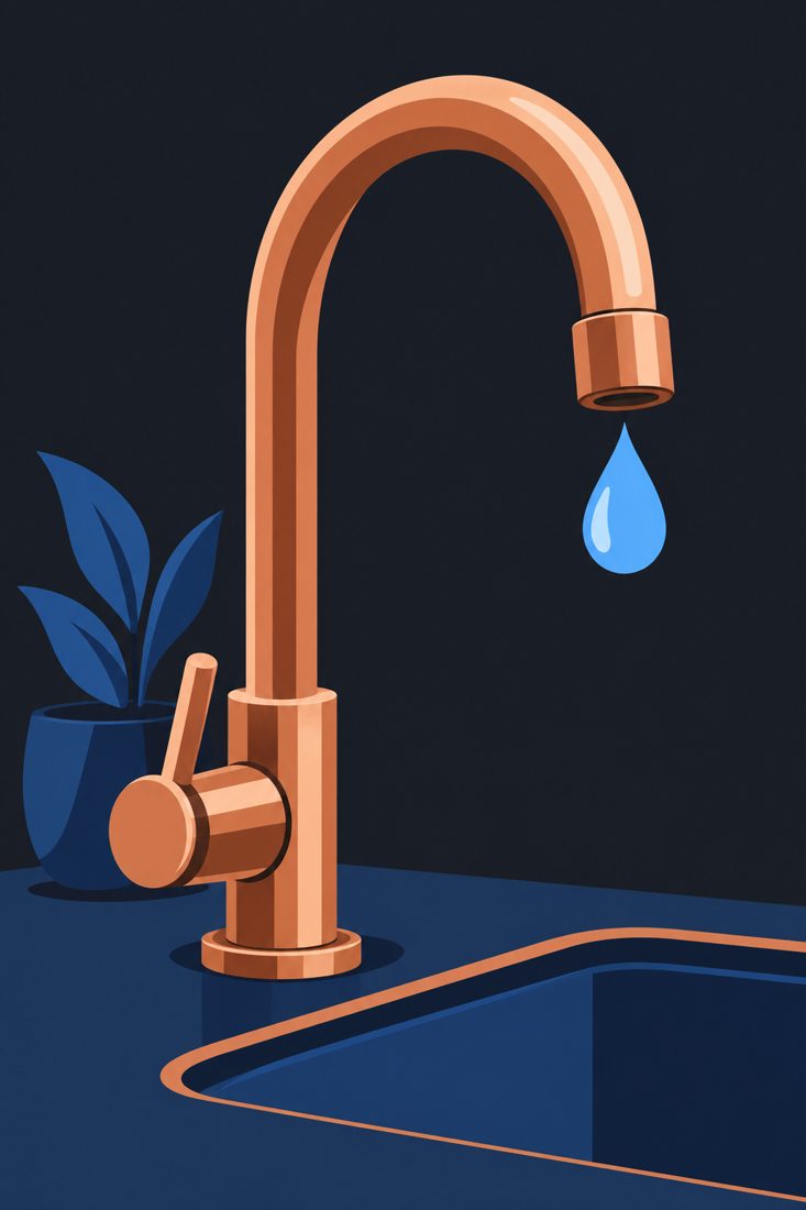 Illustration of a kitchen faucet with a water drop for a Vista, CA home