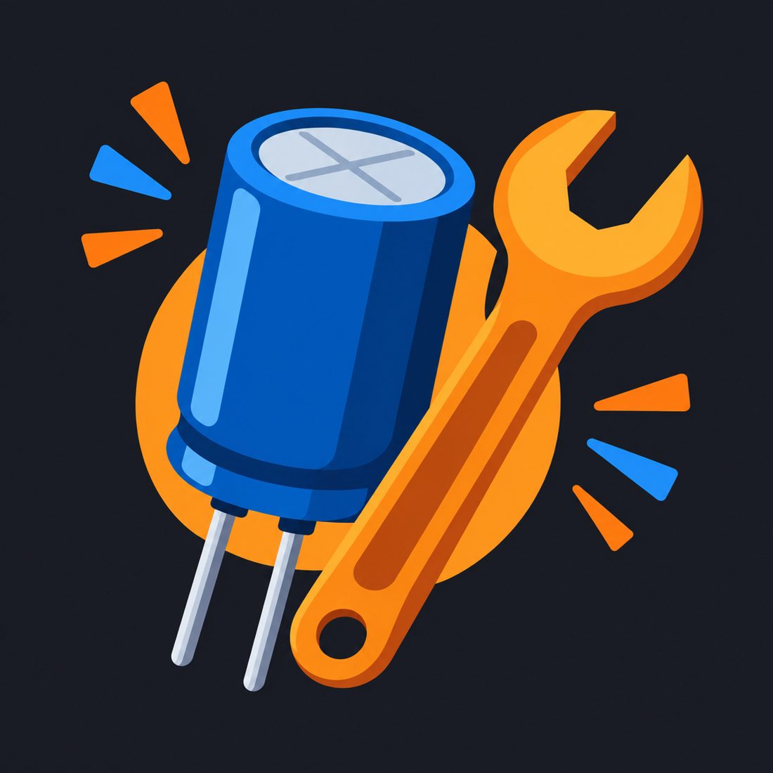 Illustration of a capacitor and a wrench for a Boynton Beach, FL home